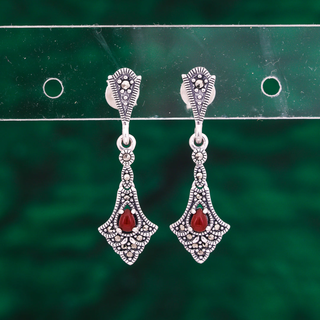 Classic design marcasite stone dangler earring set