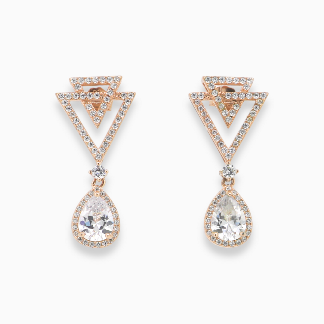 925 silver earrings- Trendy besilver dangle Earrings with rose gold plated for a Glamorous Look