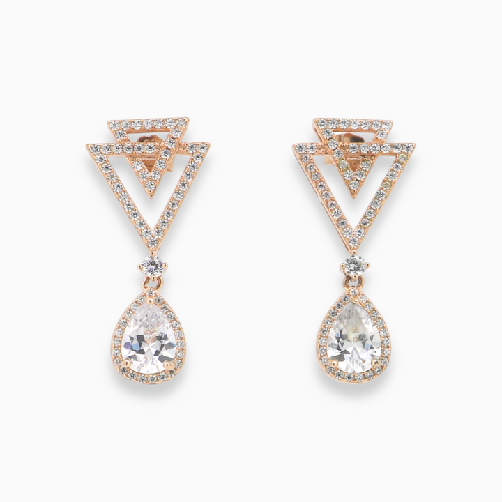 925 silver earrings- Trendy besilver dangle Earrings with rose gold plated for a Glamorous Look