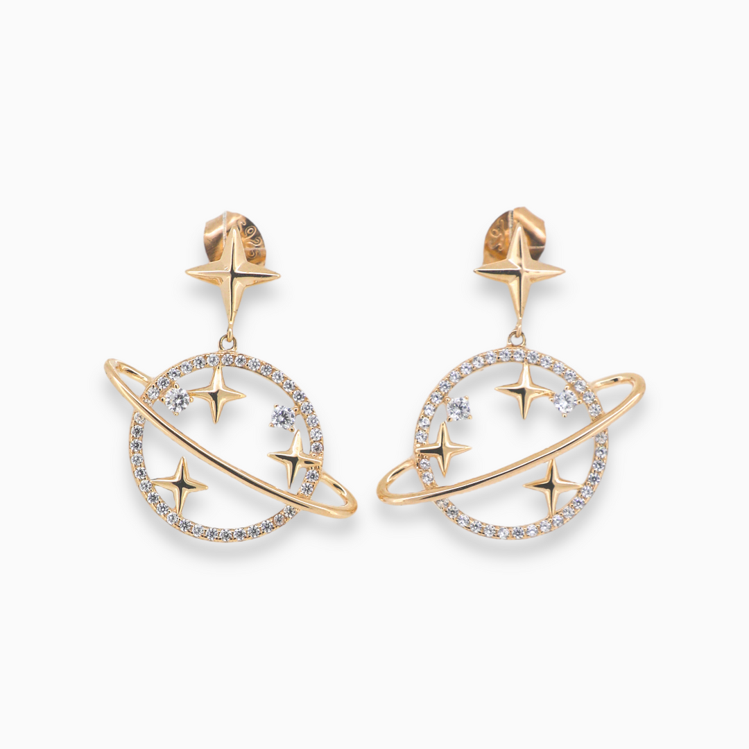 925 silver earrings- Trendy besilver dangle Earrings with rose gold plated for a Glamorous Look