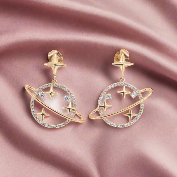 925 silver earrings- Trendy besilver dangle Earrings with rose gold plated for a Glamorous Look