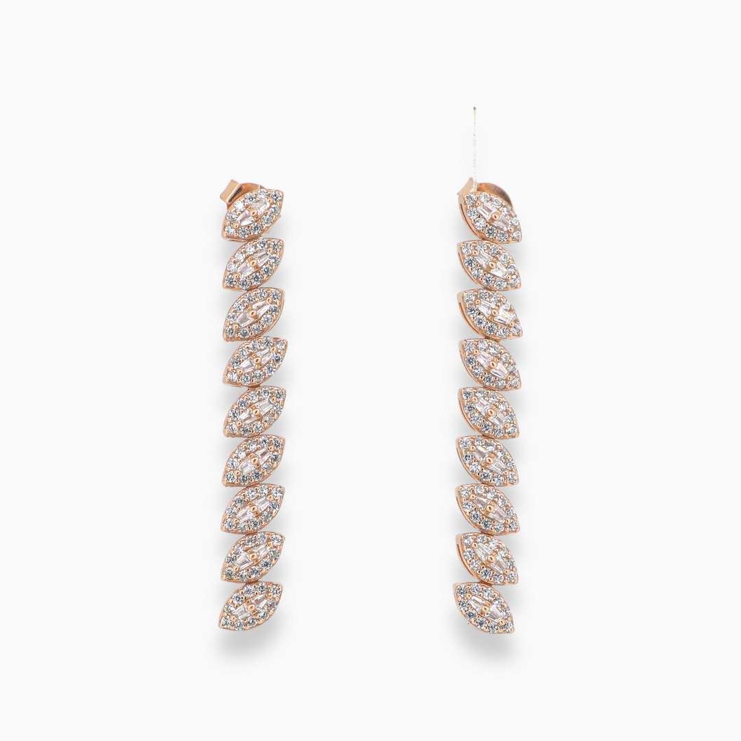 925 silver earrings- Trendy besilver dangle Earrings with rose gold finish