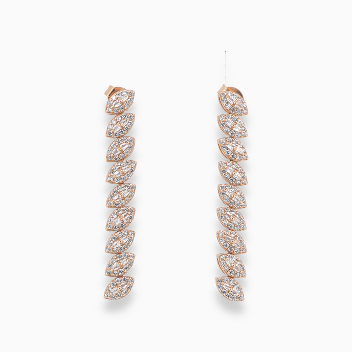 925 silver earrings- Trendy besilver dangle Earrings with rose gold finish