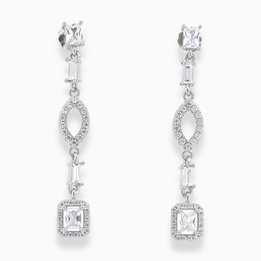 925 silver earrings - Trendy CZ-Studded Silver Earrings for a Glamorous Look