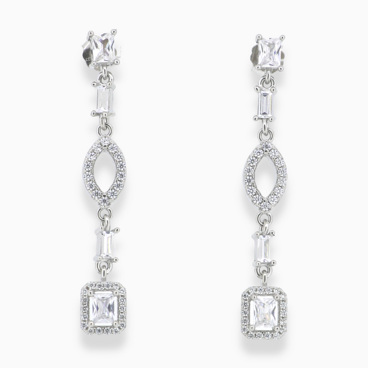 925 silver earrings - Trendy CZ-Studded Silver Earrings for a Glamorous Look