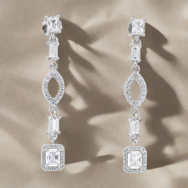 925 silver earrings - Trendy CZ-Studded Silver Earrings for a Glamorous Look