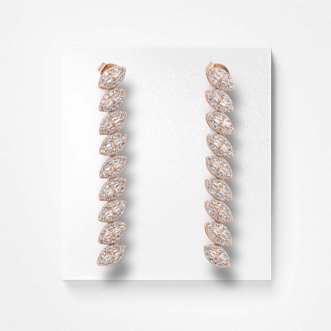 925 silver earrings- Trendy besilver dangle Earrings with rose gold finish