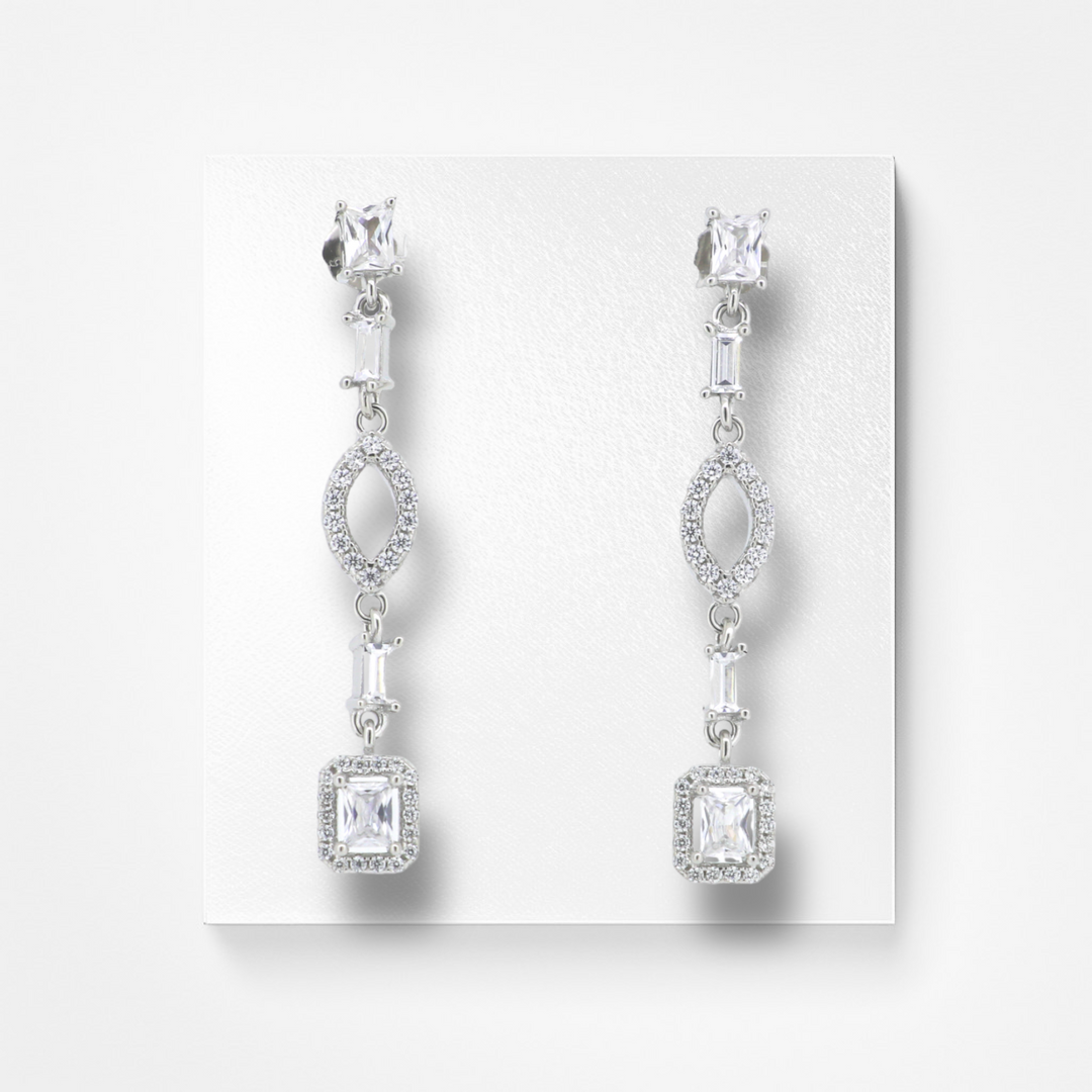 925 silver earrings - Trendy CZ-Studded Silver Earrings for a Glamorous Look