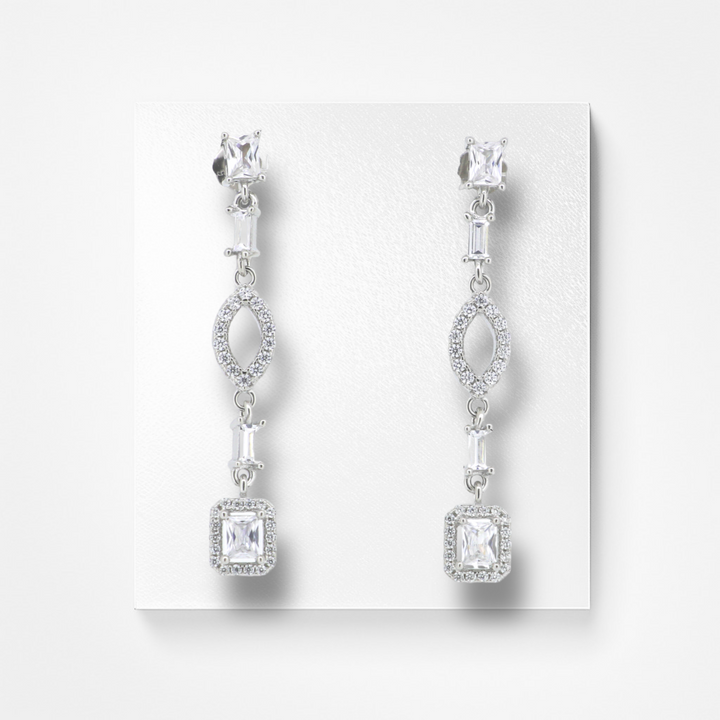 925 silver earrings - Trendy CZ-Studded Silver Earrings for a Glamorous Look