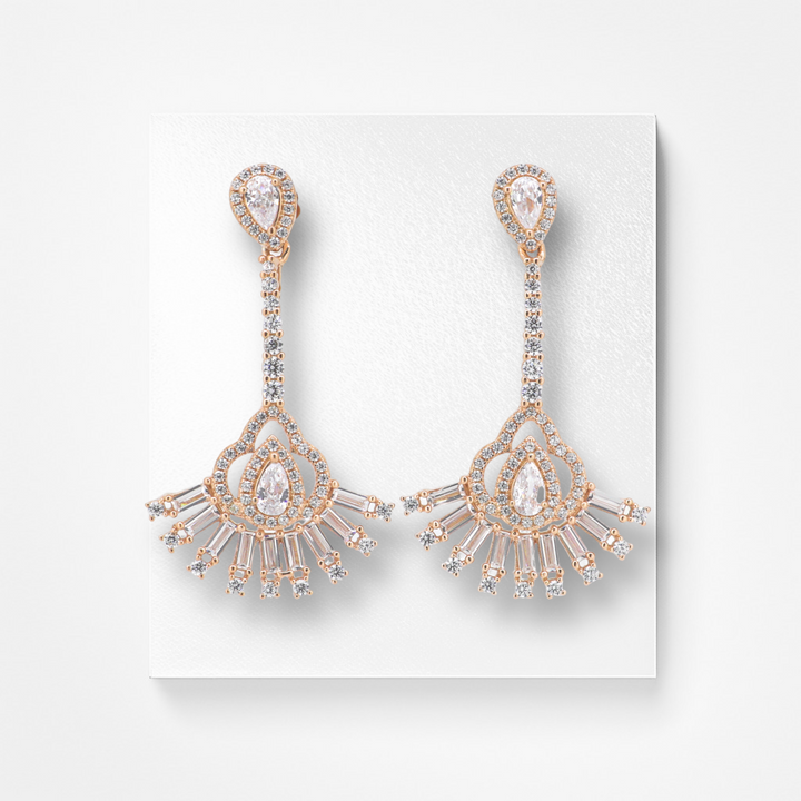 925 silver earrings- Trendy besilver dangle Earrings with rose gold plated for a Glamorous Look