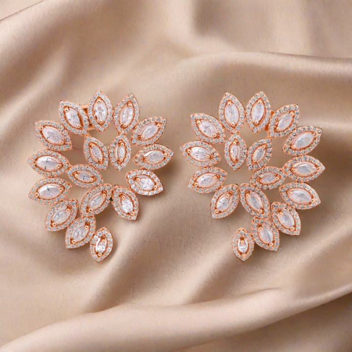 925 silver earrings- Trendy besilver Earrings with rose gold plated for a Glamorous Look