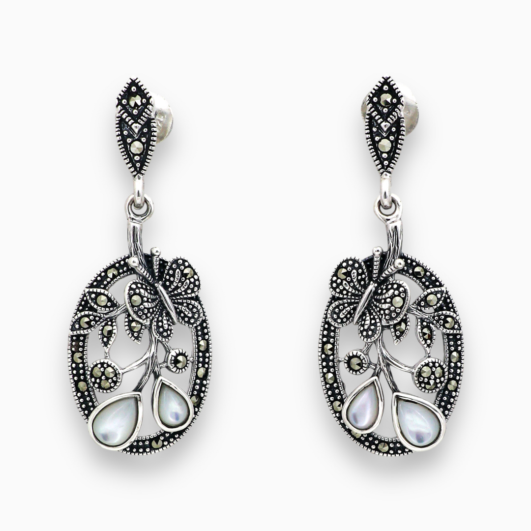 925 silver earrings- Elegant Silver Earrings for Every Occasion studded with Marcasite stones