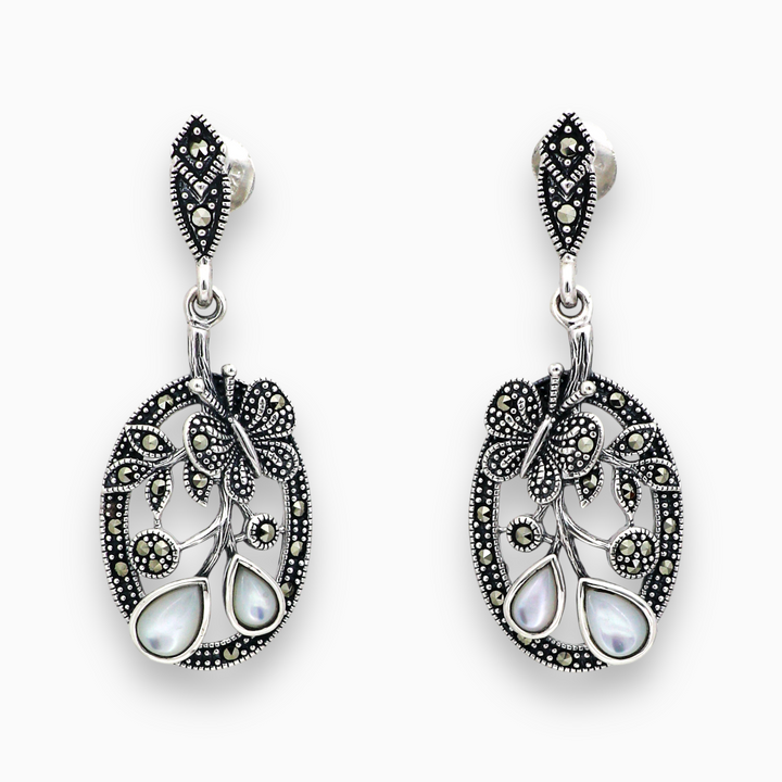 925 silver earrings- Elegant Silver Earrings for Every Occasion studded with Marcasite stones