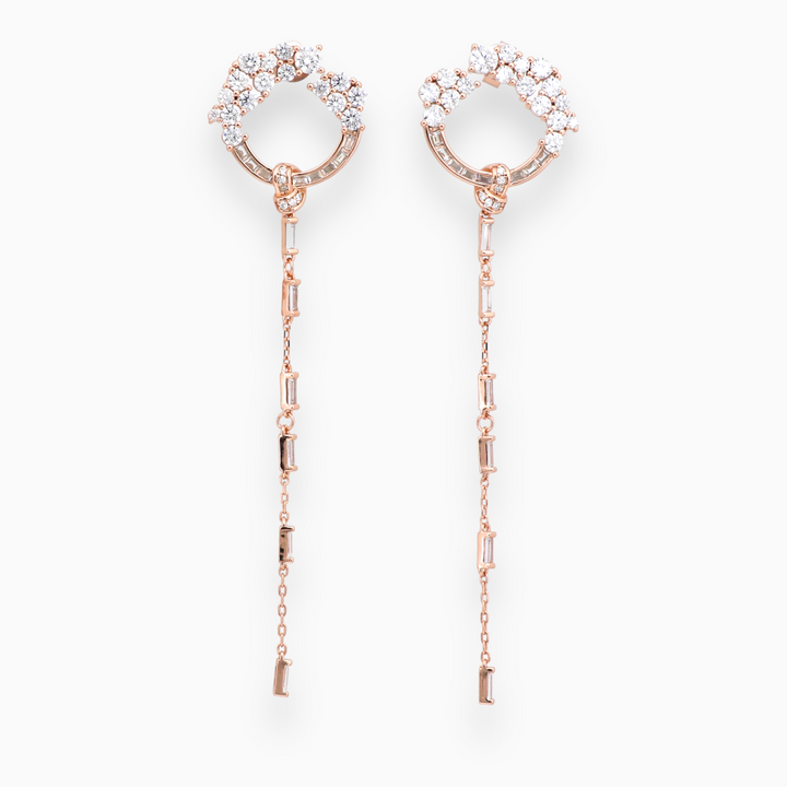 925 silver earrings- sleek designer silver earring with rose gold finish
