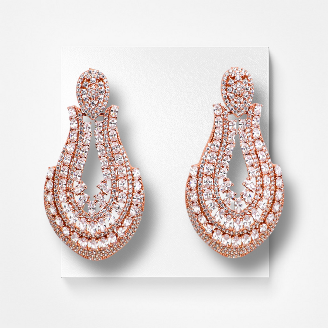 925 silver earrings- Trendy besilver Earrings with rose gold plated for a Glamorous Look