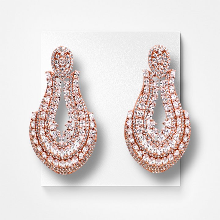 925 silver earrings- Trendy besilver Earrings with rose gold plated for a Glamorous Look