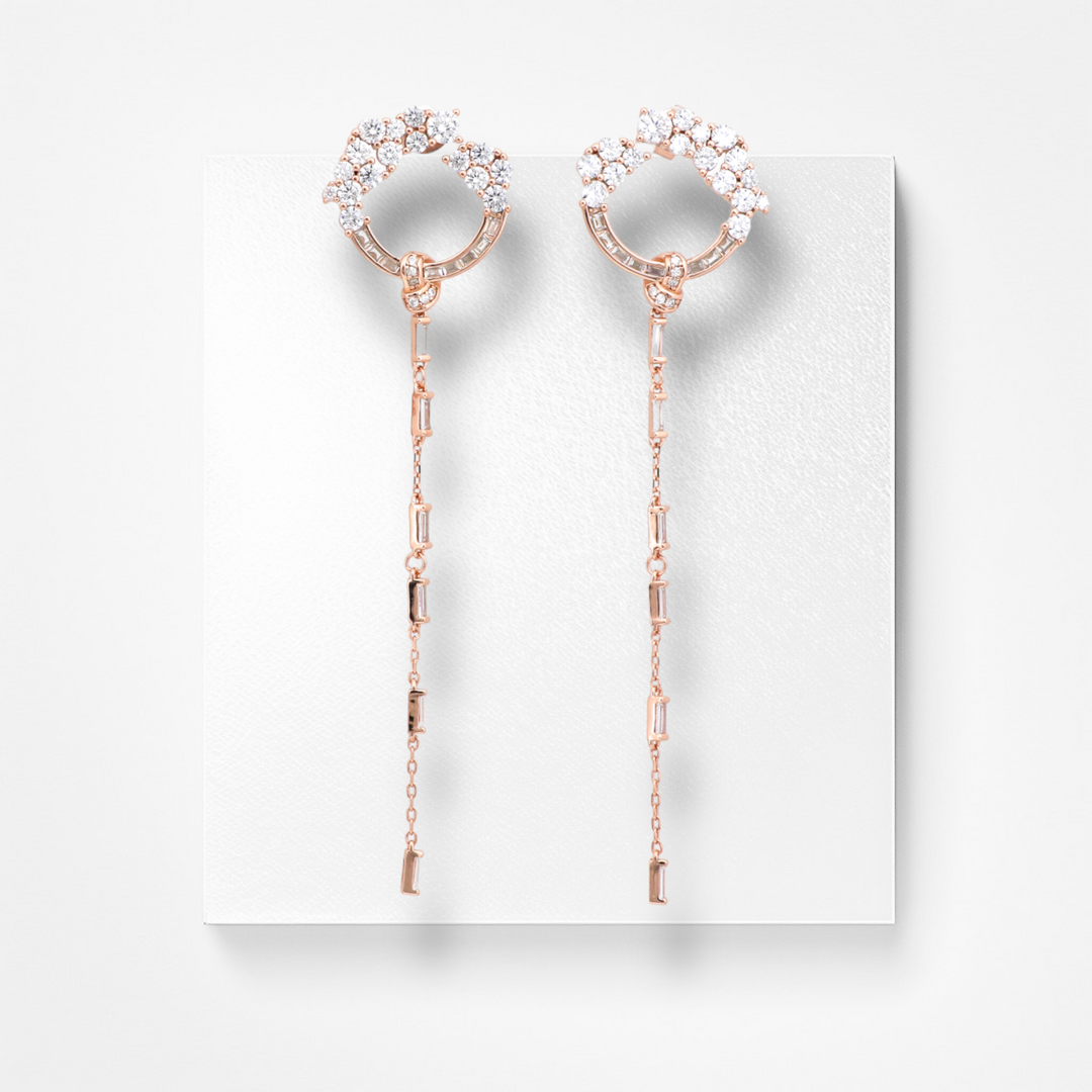 925 silver earrings- sleek designer silver earring with rose gold finish