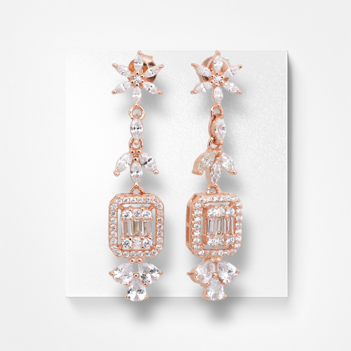 925 silver earrings- Trendy besilver dangle Earrings with rose gold plated for a Glamorous Look