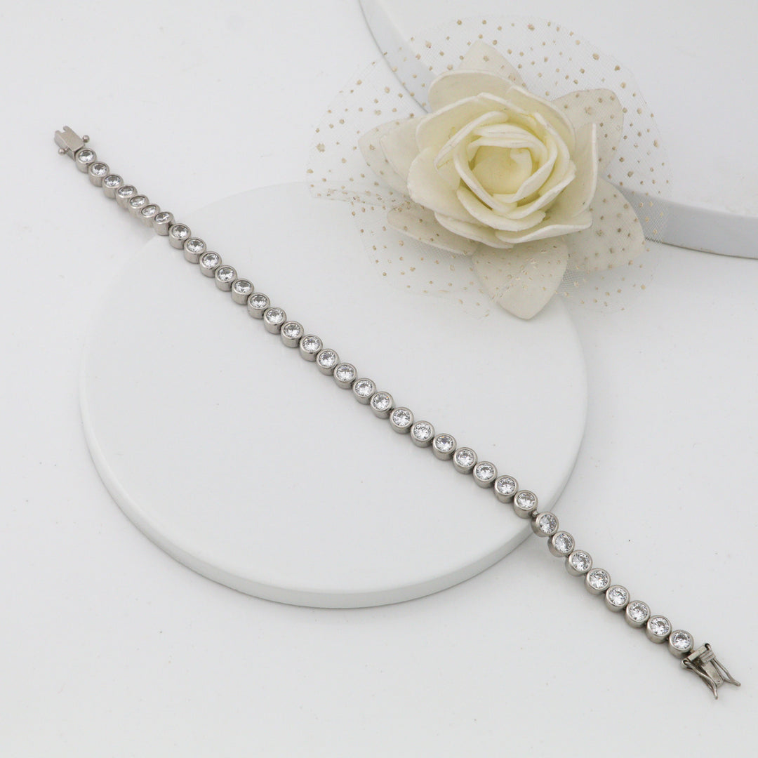 Solitaire zircon stone series Ladies Silver bracelet