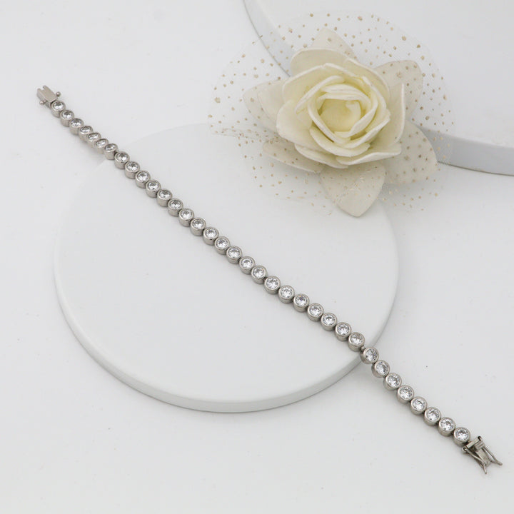 Solitaire zircon stone series Ladies Silver bracelet