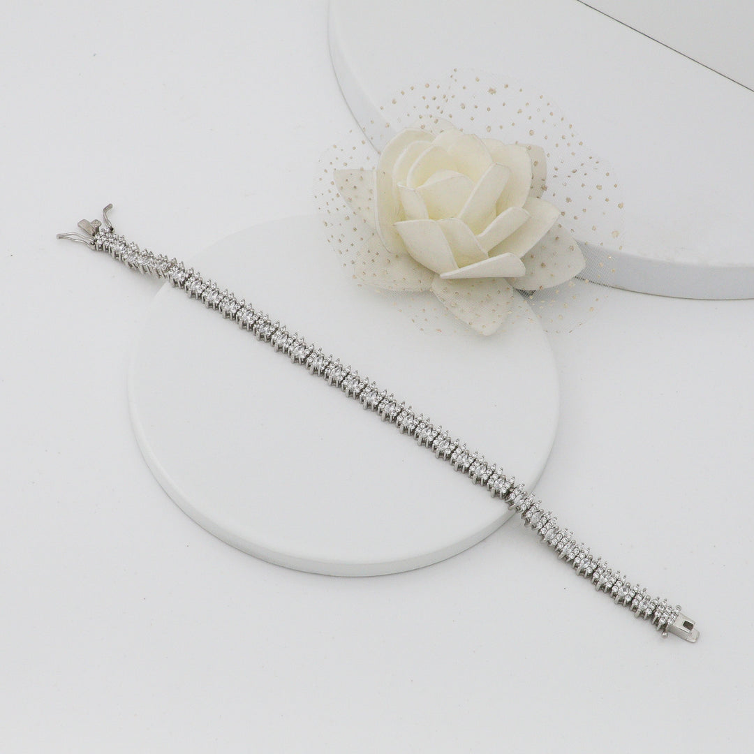 Solitaire zircon square stone series Ladies Silver bracelet