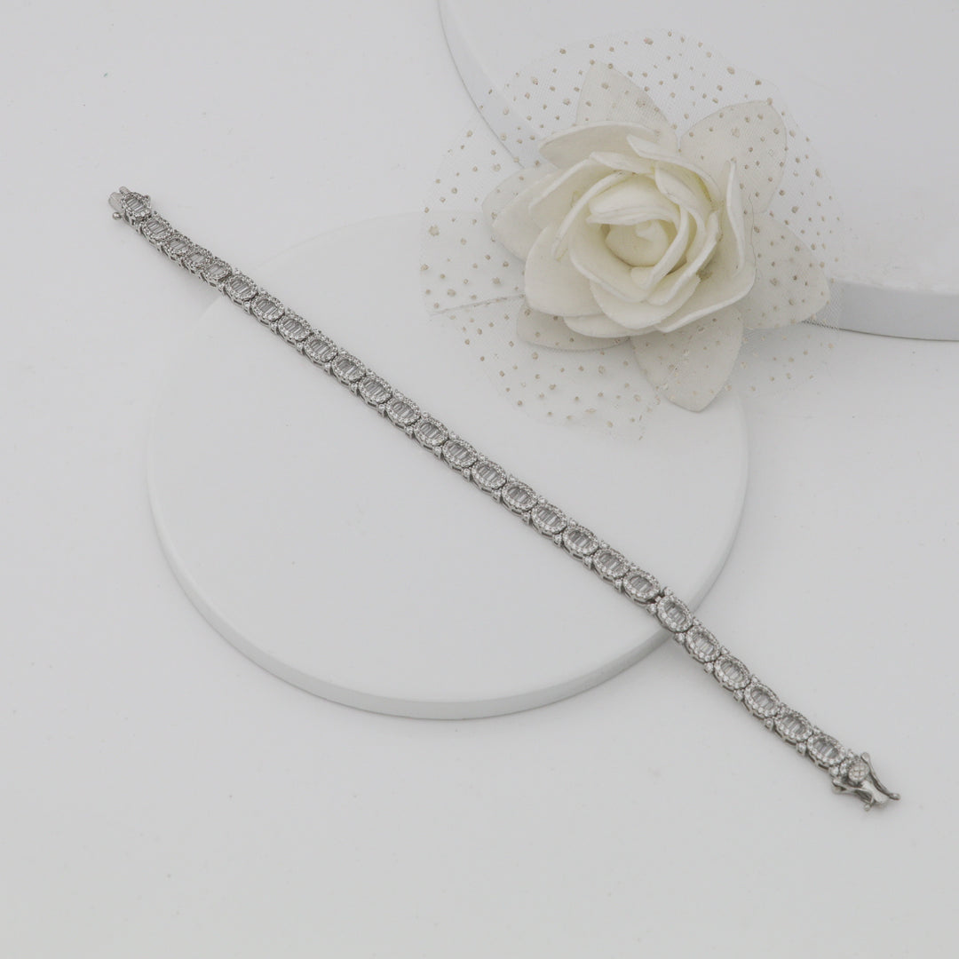 Oval beads Ladies Silver  bracelet