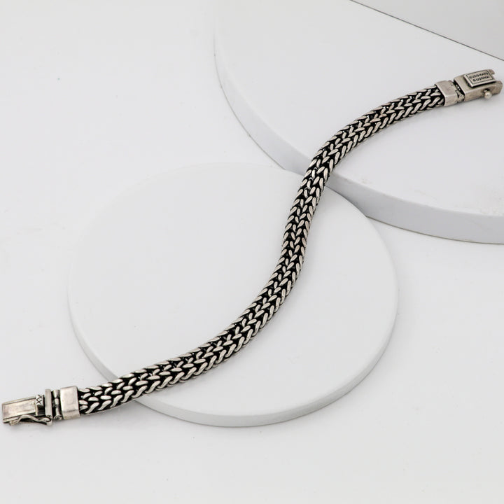Men's oxidized silver bracelet-Classic design