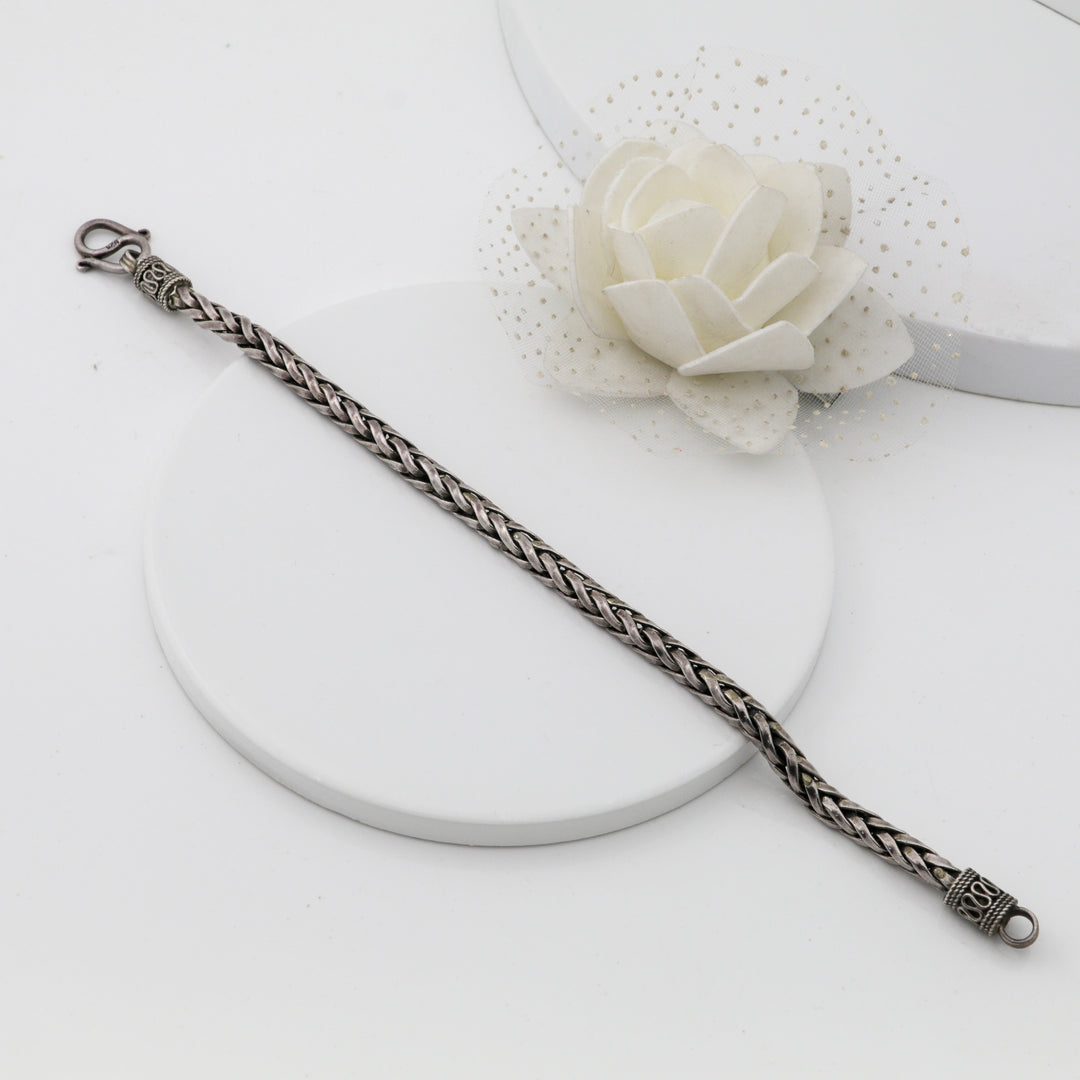 Men's oxidized silver bracelet